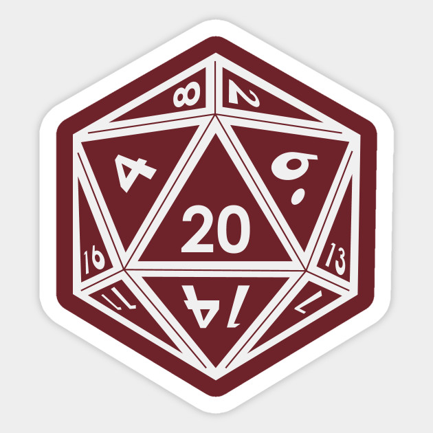 D20 Dice (White Outline) D20 Dice Sticker TeePublic